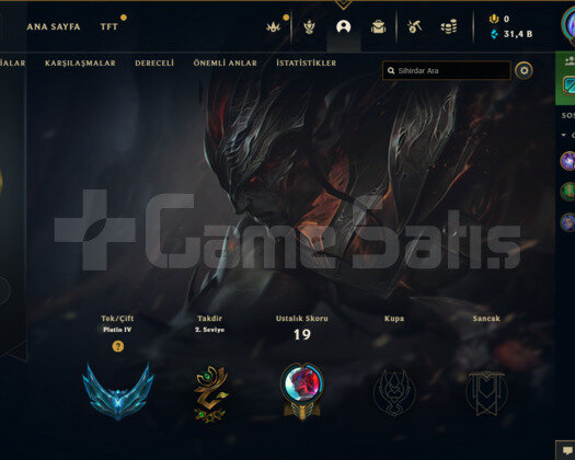 PLAT 4 LOL HESABI 31K MAVİ ÖZ VAR MAİL DEVREDİLECE