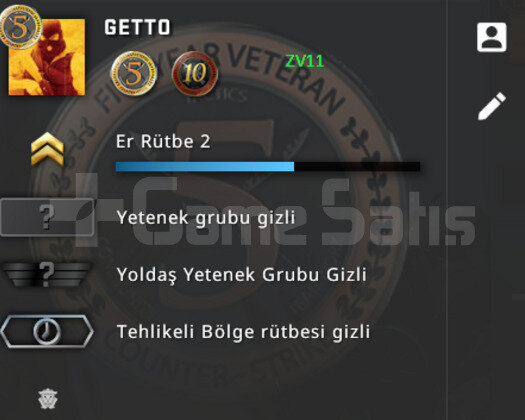 5+10 YIL 2 MADALYA FULL PRIME CSGO HESABI