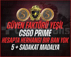 5 + SADAKAT ROZETLİ YEŞİL FAKTÖR CSGO PRİME HESAP