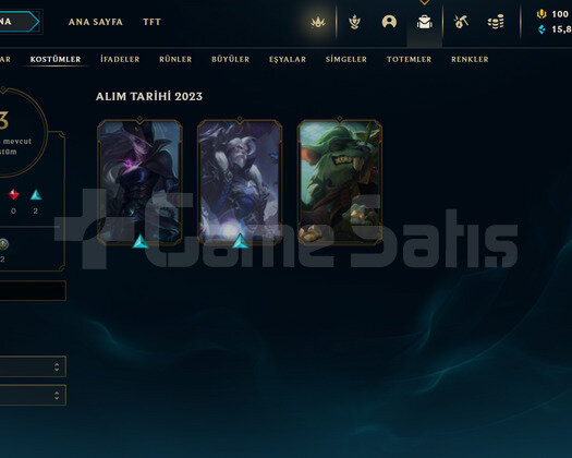 TR Unranked | 3 Kostüm - 15K Mö | LoL Hesap