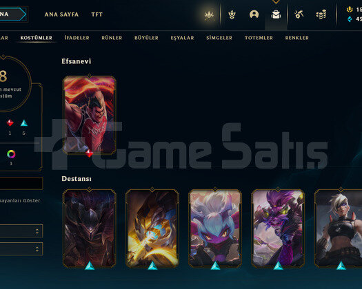 TR Unranked | 8 Kostüm - 46 Hero | LoL Hesap