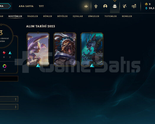 TR Gold 1 | 3 Kostüm - 24K Mö | LoL Hesap