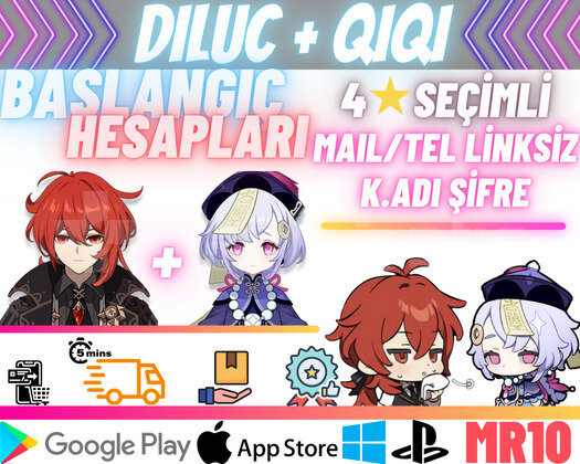 EU | MR10 Diluc + Qiqi - Başlangıç Hesapları