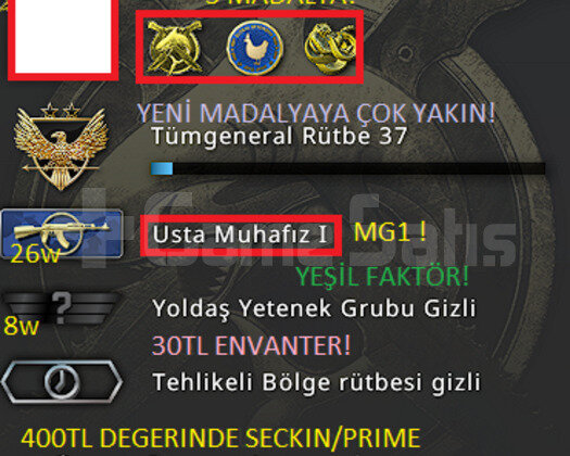 CS 2LI 3 MADALYA MG1 YEŞİL FAKTÖR TÜRK HESABI