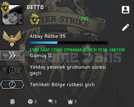 CSGO PRIME | RANK ACIK | YESIL FAKTOR 1500 SAAT CS