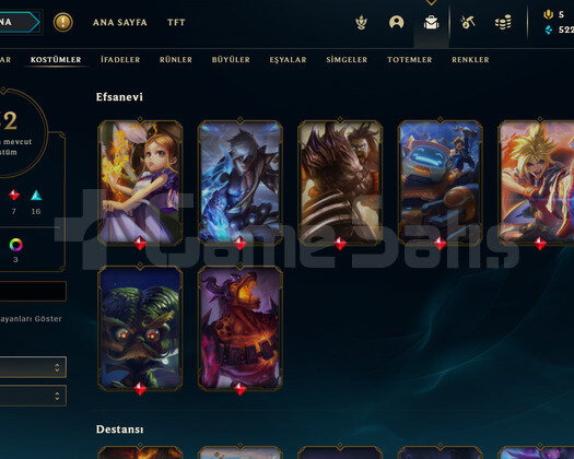 TR GOLD 3 - 75 HERO 32 KOSTÜM LOL HESAP