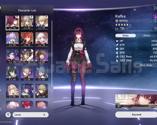 TL60 Kafka,Himeko,Gepard,Clara,Bailu5x5/2x5 Weapon