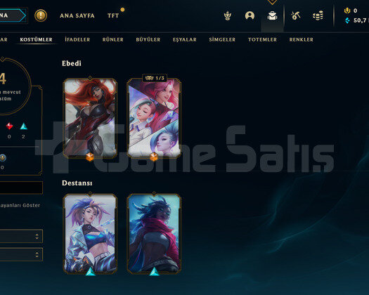 EUW Gold 3 | 4 Kostüm - 50K Mö | LoL Hesap