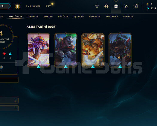 TR Elmas 4 | 4 Kostüm - 32K Mö | LoL Hesap