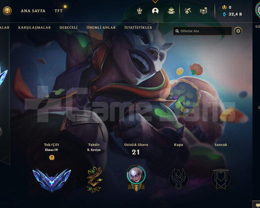 TR Elmas 4 | 4 Kostüm - 32K Mö | LoL Hesap
