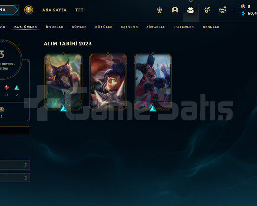 TR Gold 2 | 3 Kostüm - 60K Mö | LoL Hesap