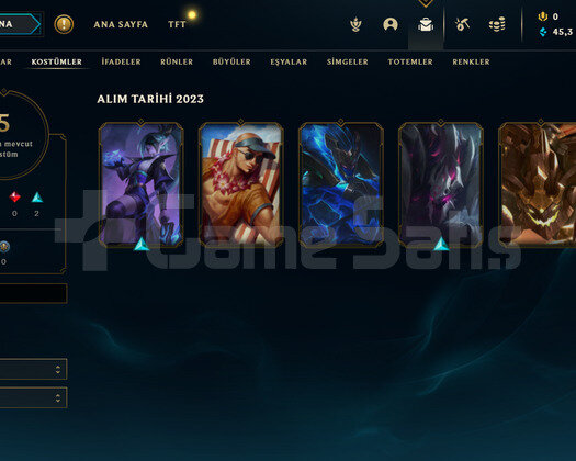 TR 73 WR Plat 4 | 5 Kostüm - 45K Mö | LoL Hesap
