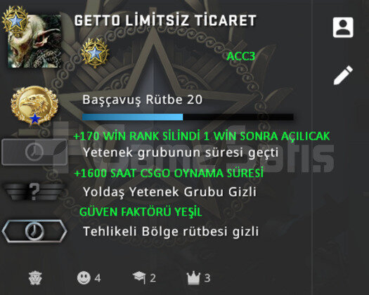 CSGO PRIME | RANK ACIK | YESIL FAKTOR 1600 SAAT CS