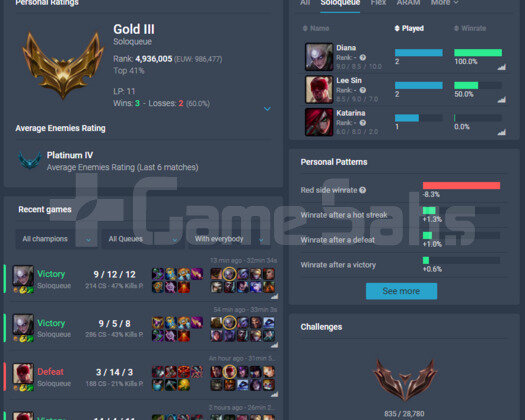 EUW P2-ZÜMRÜT ELO JG-MİD MAİN GOLD 3 31K M.Ö +42LP