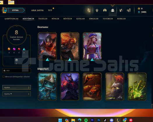 60 LEVEL /TEMİZ HESAP/ 8 KOSTÜM