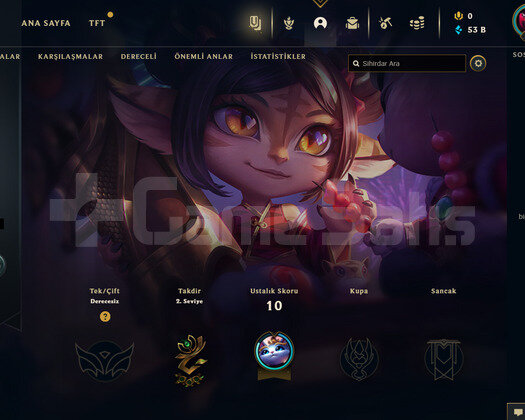 TR Unranked | 1 Kostüm - 53K Mö | LoL Hesap