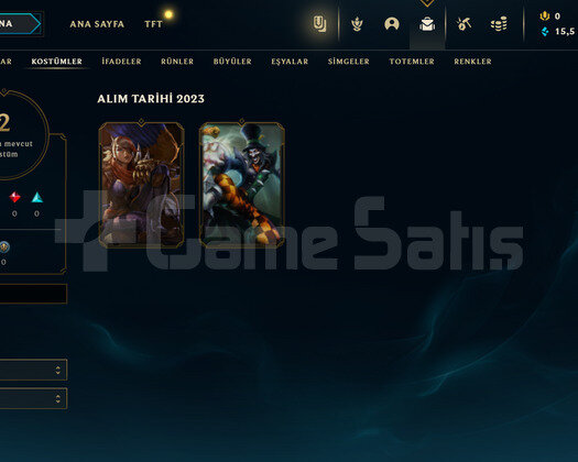 TR Unranked | 2 Kostüm - 15K Mö | LoL Hesap