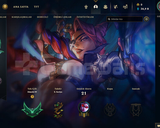 TR Zümrüt 4 | 5 Kostüm - 36K Mö | LoL Hesap