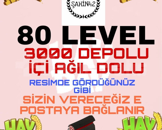 80 LEVEL 3000 DEPOLU İÇİ AĞIL DOLU OYUN
