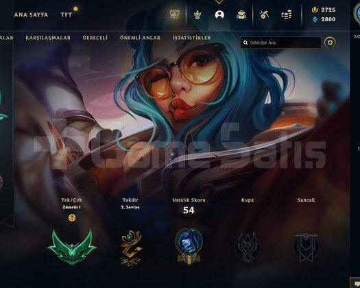 TR Zümrüt 1 | 2725 Rp - 10 Kostüm | LoL Hesap