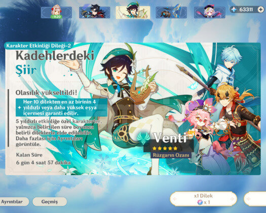 Rank 51 Keqing + 63000 Köken taşı + 85 yazgı taşı