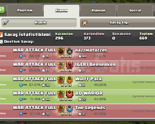 WAR ATTACK FULL 20 SV OLMAK ÜZERE uyguna