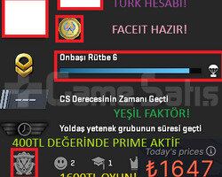 1 MADALYA 1600TL OYUN TÜRK HESABI