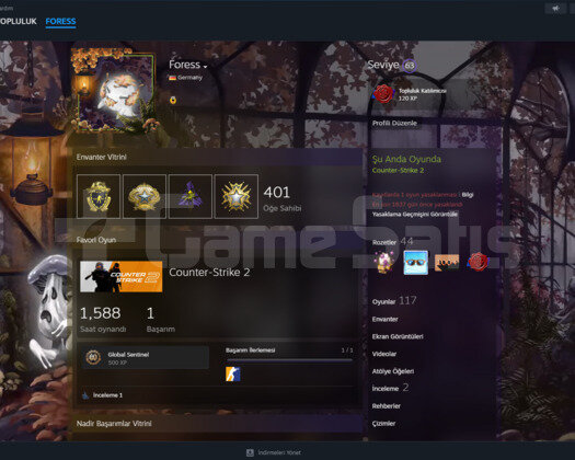 CSGO 12 MADALYA+63 LEVEL STEAM 100 OYUN