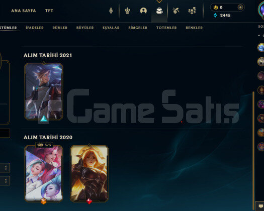 GOLD 2 LOL TR MAİL DEĞİŞEN 6 SKİNLİ HESAP