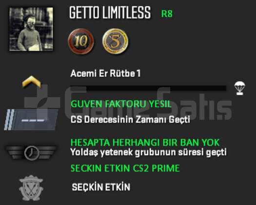 10 + 5 YIL JETONLU YEŞİL FAKTÖR CSGO PRİME HESAP