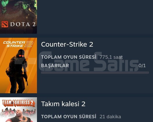 CSGO DOTA2 +775 saat!! Hızlı teslimat!