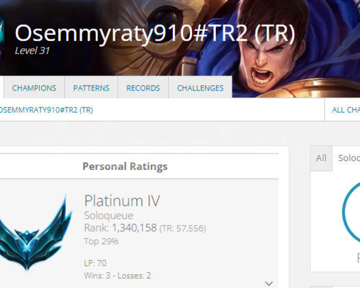 LOL PLAT SMURF HESAP TEMİZ YÜKSEK WR MMR