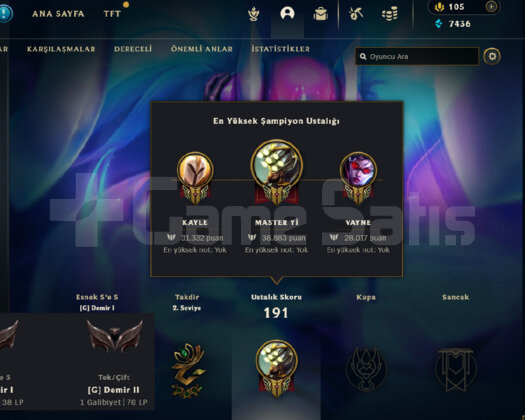 CEHENNEM DEMİR ELO 86 LVL LOL HESABI