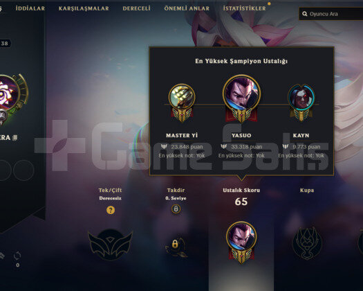 38 SEVİYE 35 KARAKTER 2020 KURULUM YASUO MAİN ACC