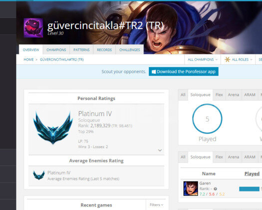 LOL PLAT 4 HESAP SMURF YÜKSEK WR MMR