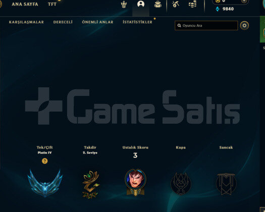 LOL SMURF ACC +45 LP PLAT 4 HESAP
