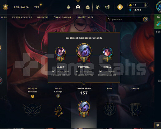 65 LEVEL 18 SKIN MAINLIK LOL HESABI