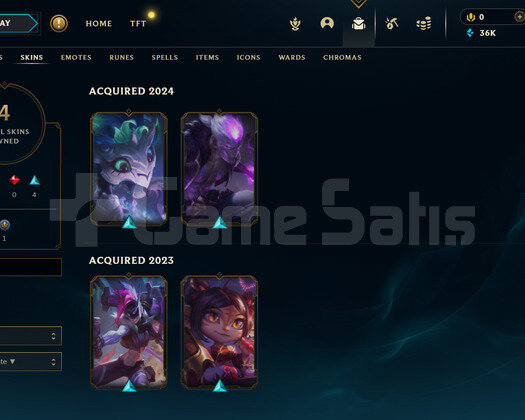 EUW Gold 1 | 4 Kostüm - 36K Mö | LoL Hesap