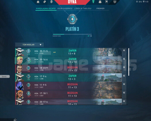 PLAT 3 - DÜŞÜK MMR - MAİL&NİCK DEĞİŞEN