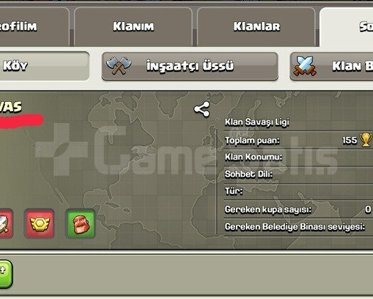 22 LEVEL SİVAS İSİMLİ KLAN BAŞKENT 9 HEMEN TESLİM