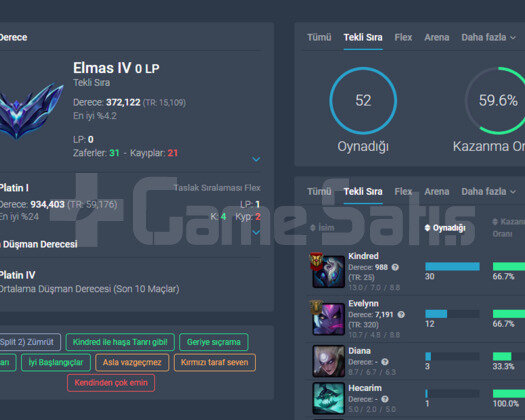 DİA 4 HANDMADE LOL HESABI