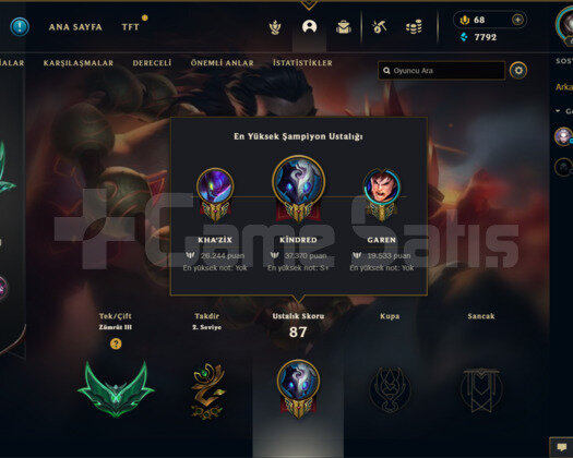 TR RANK 1 KİNDRED 95 WİNRATE LOL HESABI
