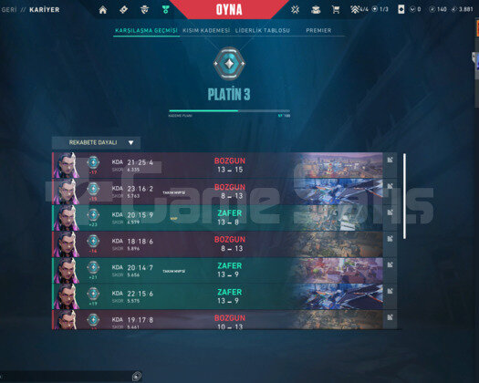 YÜKSEK MMR FRESH PLAT 3 HESAP + 7/24 DESTEK
