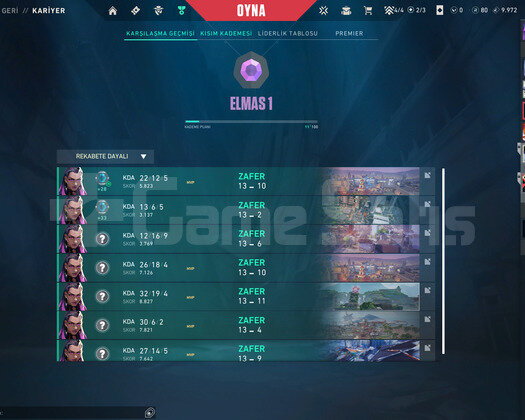 DİAMOND 1 YÜKSEK MMR TEMİZ HESAP