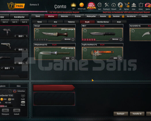 ESPOR DESENİ + SINIRSIZ HANÇER VE +7 AUG + GARANTİ