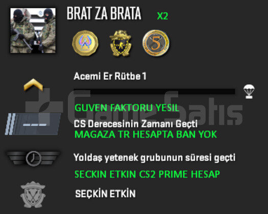 3 MADALYA | CS2 PRIME | GUVEN FAKTORU YESIL