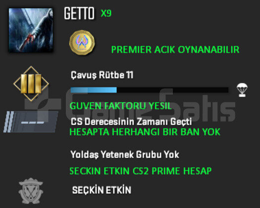 PREMIER ACIK | CSGO PRIME | GUVEN FAKTORU YESIL