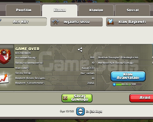 16lvl-GAME OVER isimli-başkent 10 -klan ligi usta3