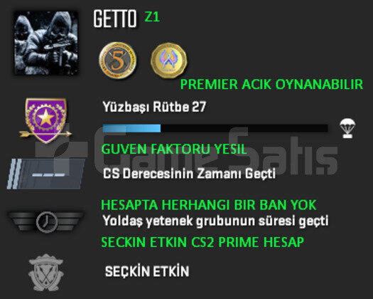 PREMIER ACIK | CSGO PRIME | GUVEN FAKTORU YESIL