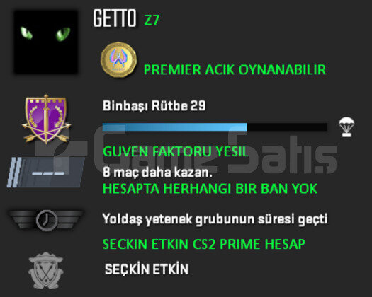 PREMIER ACIK | CSGO PRIME | GUVEN FAKTORU YESIL